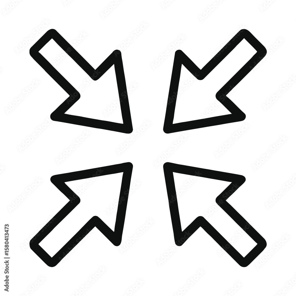 Poster black and white shrink minimise arrows icon vector - user interface compression symbol