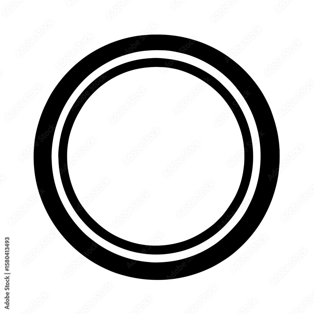 Poster simple black and white concentric circles geometric icon vector - modern design element