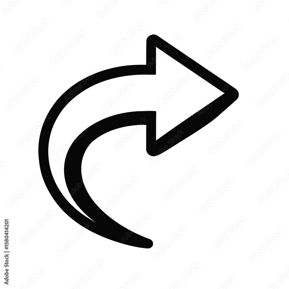 Poster simple black and white share arrow icon vector pointing right - social media and connection symbol