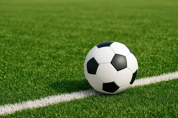 The new football resting on a synthetic surface at the stadium