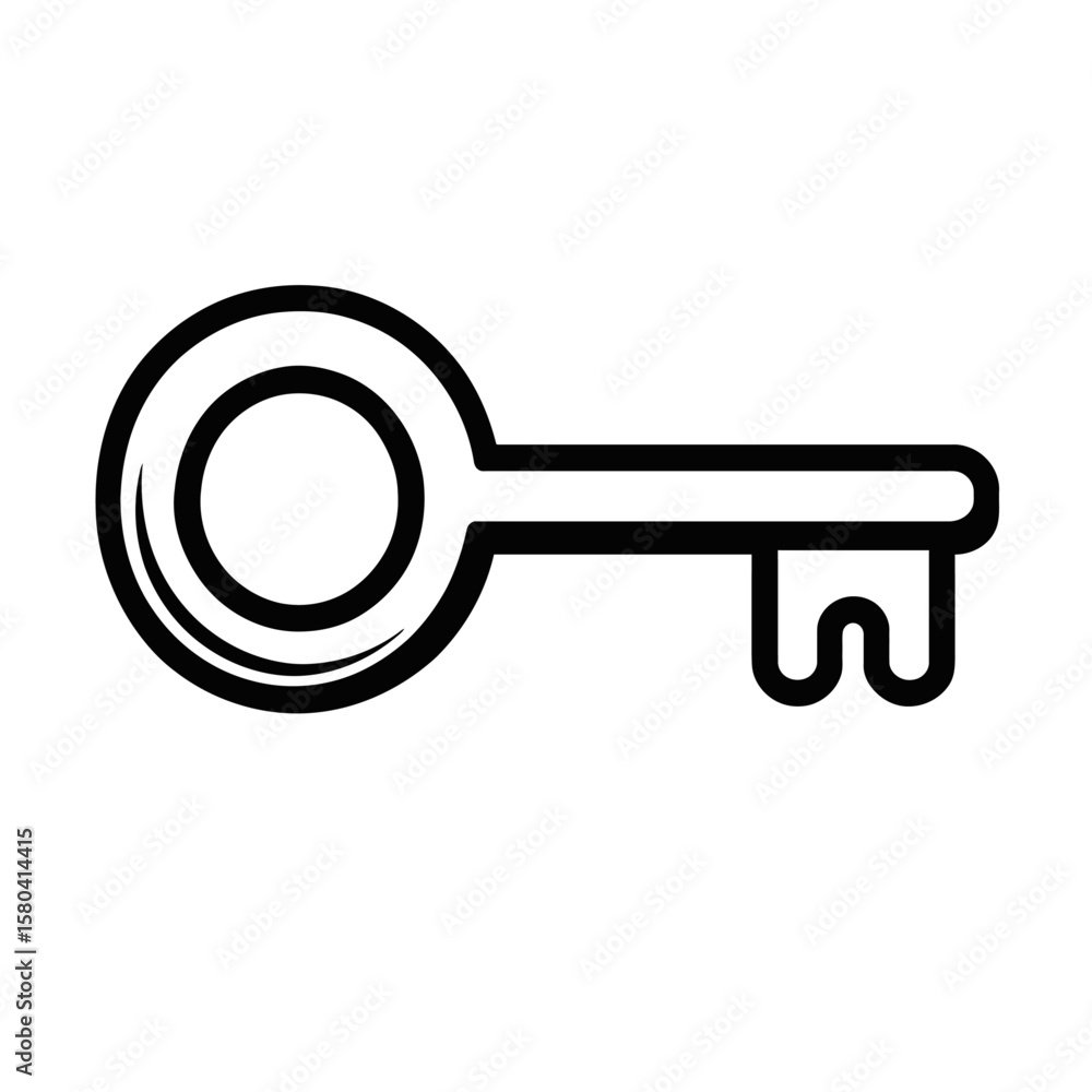 Aufkleber simple outline icon of a key for security or access