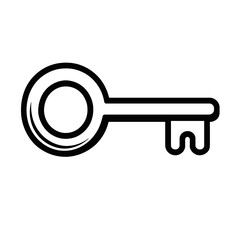 Simple Outline Icon of a Key for Security or Access