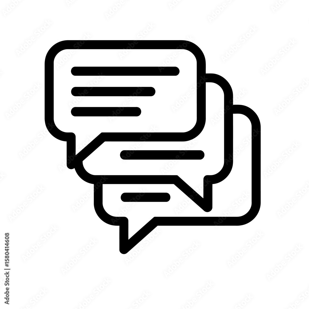 Poster outline icon of multiple speech bubbles for chat and discussion