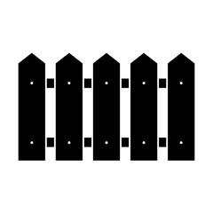 Fence panel icon. Wooden barrier symbol. Picket fence Vector. Garden boundary silhouette.