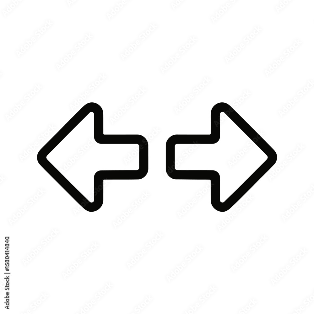 Poster simple outline icon of left and right arrows for direction or navigation
