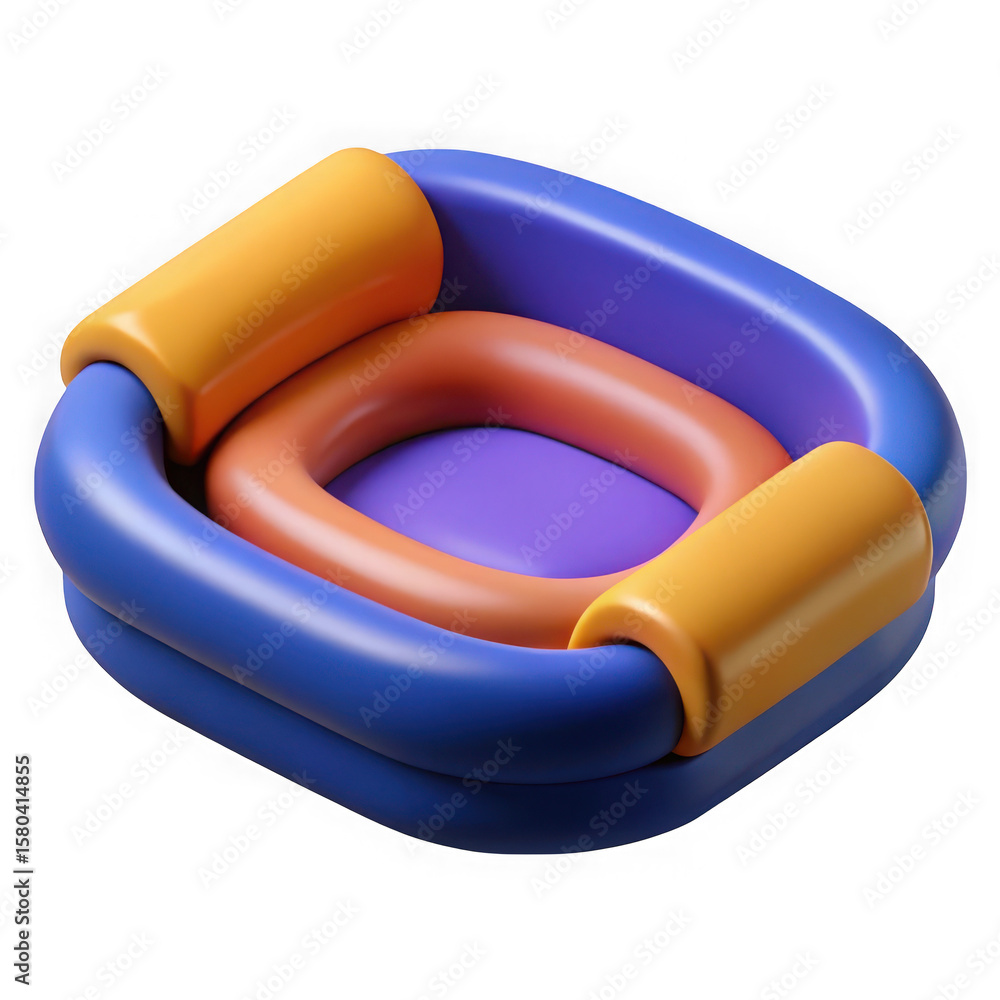 Poster abstract 3d rendering of a colorful inflatable object isolated on transparent background