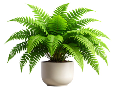 3D Render of Decorative Potted Fern Plant with Lush Foliage, isolated on transparent background PNG 