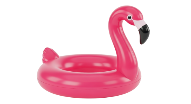 Inflatable pink flamingo pool float isolated PNG with Transparent Background