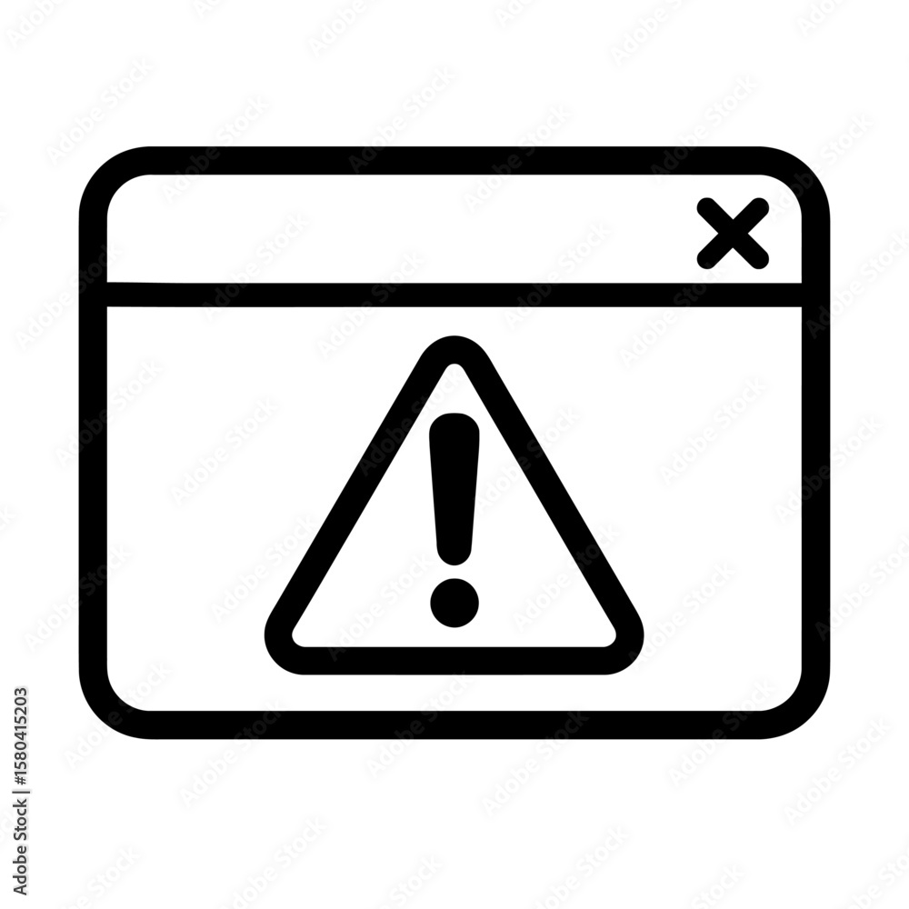 Poster black and white warning error pop-up icon vector - alert and notification symbol