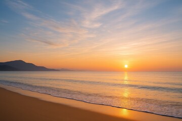 Fototapeta premium Serene ocean view at dawn with peaceful waters