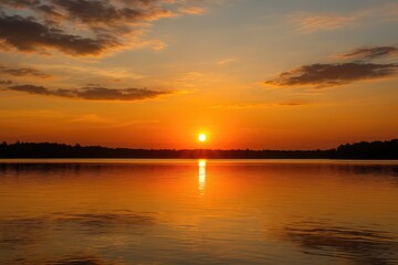 Evening glow reflecting on the water's surface