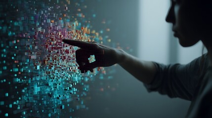 Person Touches Digital Interface