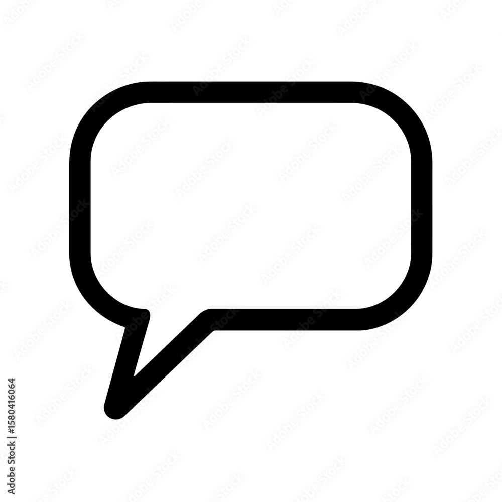 Poster simple black outline speech bubble icon vector - chat and communication symbol