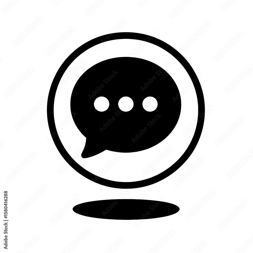 Poster black and white chat message bubble with ellipsis icon vector - typing indicator symbol