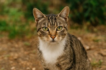 Wild feline exploring the outdoors