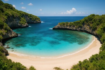 Fototapeta premium Discover the Stunning Blue Lagoon with Its Pristine Waters and Peaceful Skies, Nature's Hidden Gem