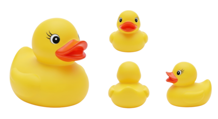 Yellow rubber ducks isolated PNG with Transparent Background