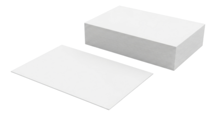 Stack of blank white business cards ready for branding isolated PNG with Transparent Background