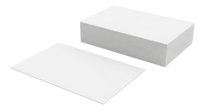 Stack of blank white business cards ready for branding isolated PNG with Transparent Background