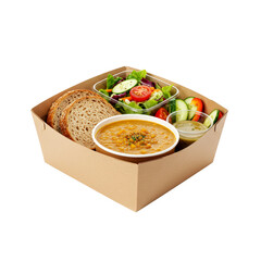 Cardboard reusable box with healthy food isolated on white background