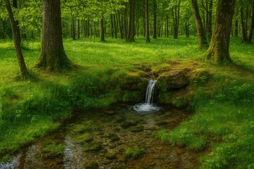 Obraz premium Spring: the natural emergence of groundwater to the Earth's surface