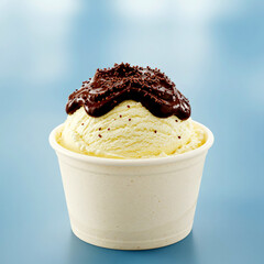 Light ice cream sprinkled with chocolate cream
