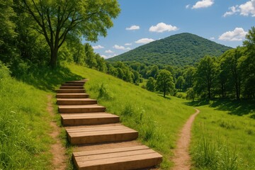 Steps leading up Yuele Mountain