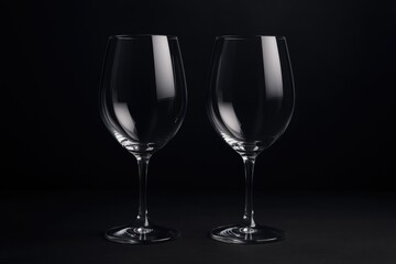 Two glasses illuminated in a dimly lit studio setting