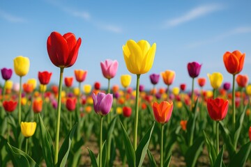 Obraz premium Vibrant array of tulip blossoms in bloom