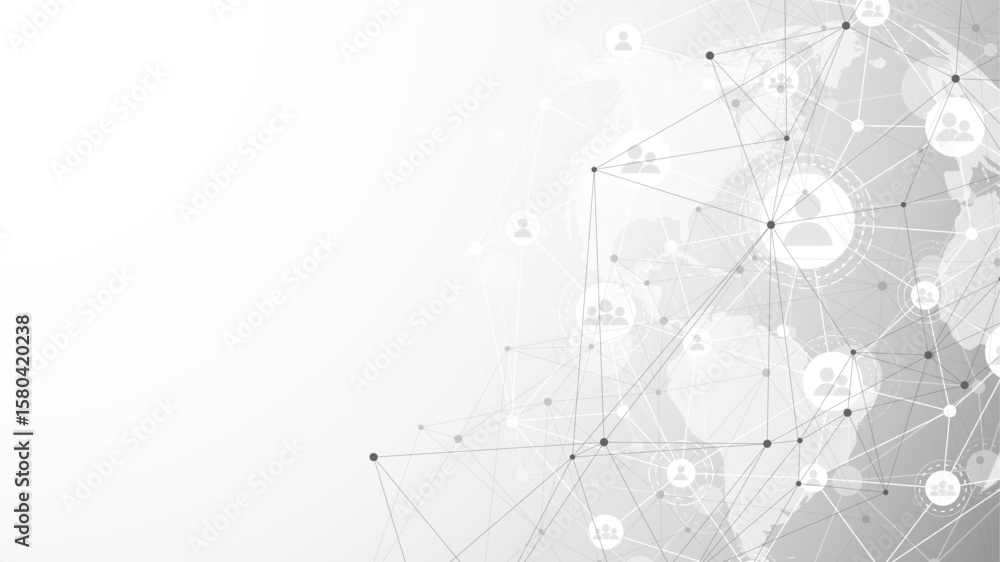 Poster global network connection concept. big data visualization. social network communication in the globa