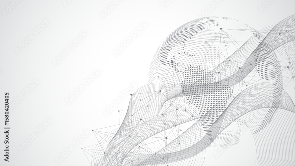 Poster global network connection concept. big data visualization. social network communication in the globa