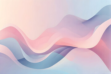 Abstract background of soft pastel flowing organic shapes with gentle curves and light shadows. Minimalist, calming, and ideal for branding, packaging, or social media. Flat style.