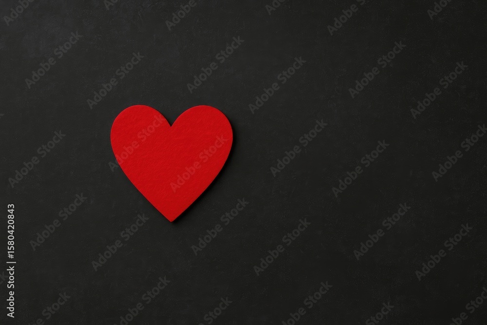 Aufkleber dark background with a red heart from a top perspective and space for text