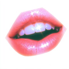 Cutout collage mouth teeth lips sparkling.