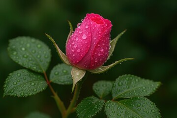 Raindrops on a delicate rosebud