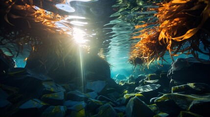 Mesmerizing kelp forest sways in underwater currents