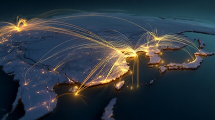 Earth Network Connection Over Asia