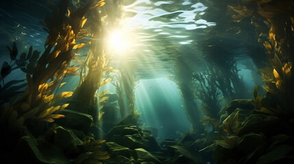Mesmerizing kelp forest sways in underwater currents
