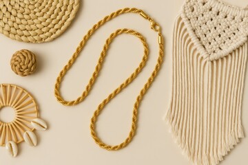 Fototapeta premium Handcrafted jewelry and artisan rope accessories
