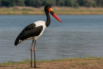 Fototapeta premium Elegant Stork with a Distinctive Beak