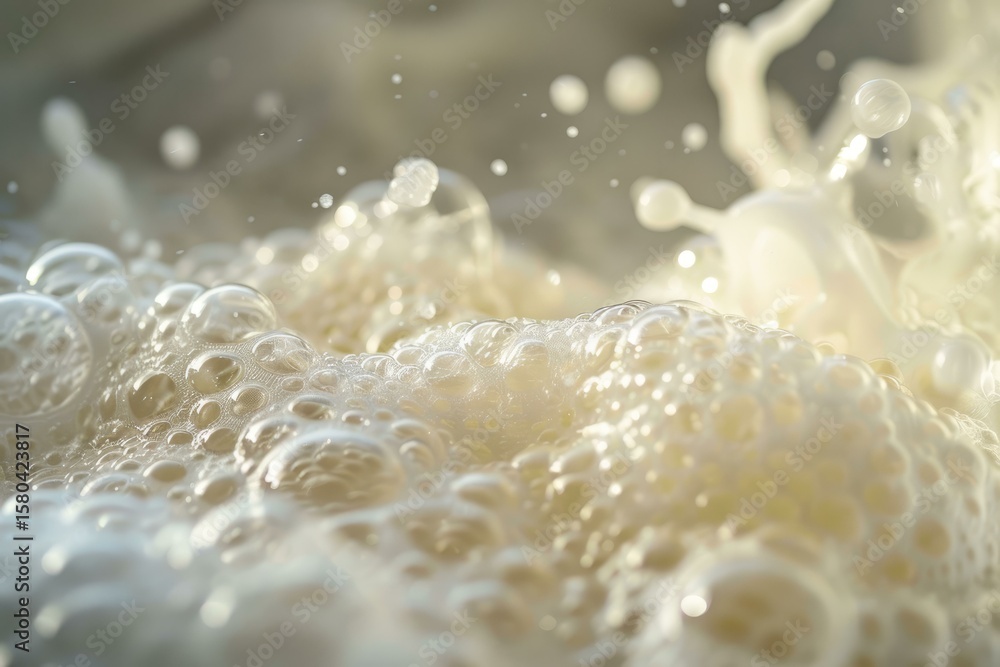 Aufkleber milk is splashing and creating beautiful bubbles and foam with a creamy texture