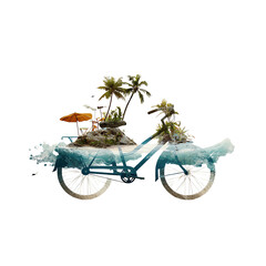 Creative bicycle with tropical plants design.