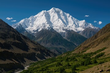 Fototapeta premium Majestic summit towering in the Karakoram mountain range in northern Pakistan