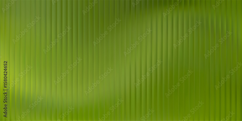 Poster 3d glass pattern texture with green gradient background and ribbed line effect. fluted wave wallpape