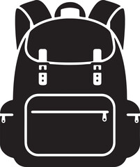 Black and white backpack vector illustration school bag icon isolated on white background