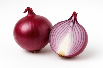 Crimson onion isolated on a plain white backdrop
