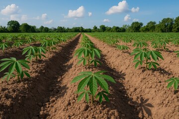Naklejka premium Preparing the land and planting a tropical root crop