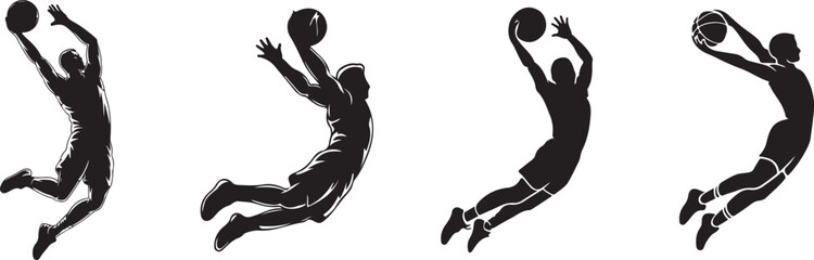 Sport Athlete Vector Silhouettes - Basketball Poses