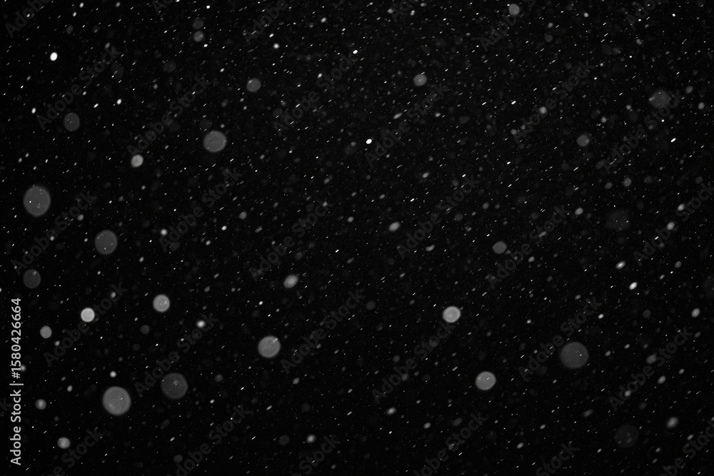 Poster frozen snowflake pattern with glowing bokeh effects against dark backdrop