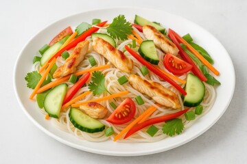 Vegetable and rice noodle salad for a light meal